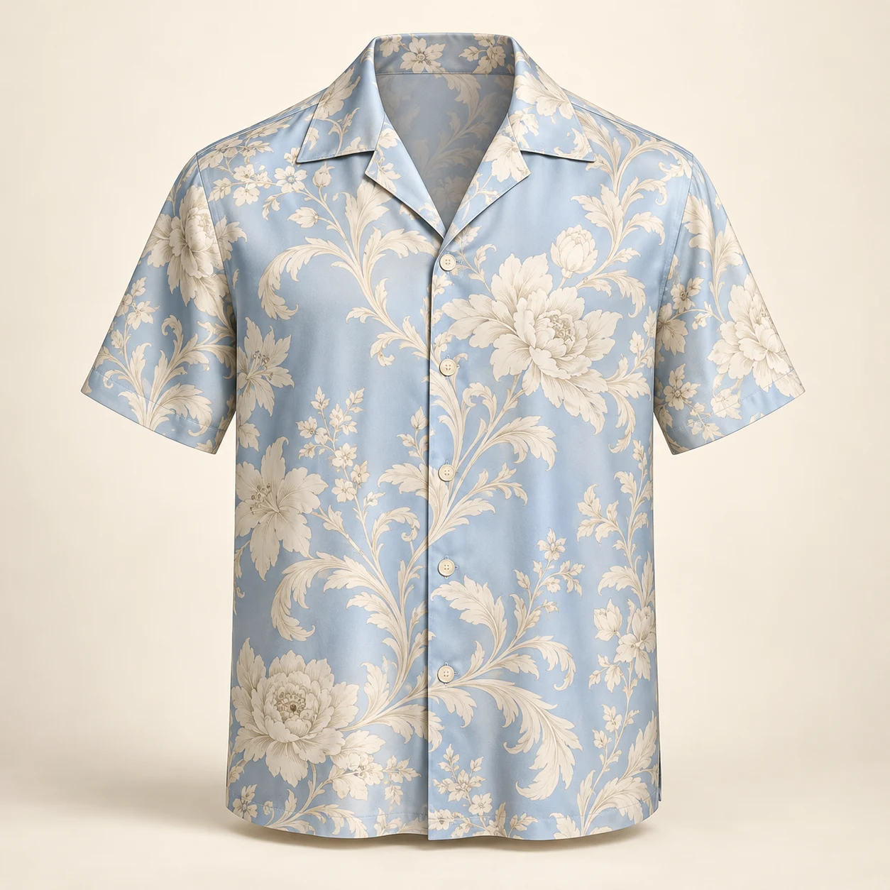 Azure Pavilion Silk Camp Shirt — Azure / Ivory
